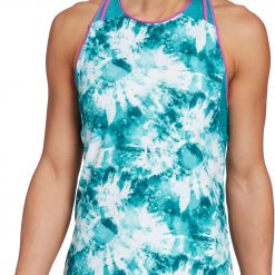 Prince Women's Piped Mesh Fashion Tennis Tank Top For Women Blue Grass Tie Dye
