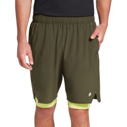 Prince Mens' 2-in-1 9" Tennis Short For Men Olive Forest