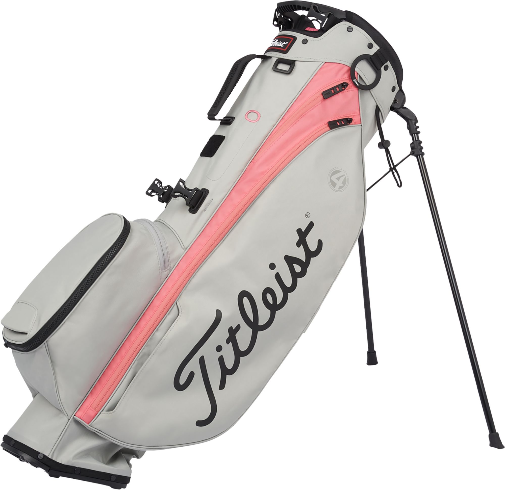 Titleist Women's 2022 Players 4 Carbon Stand Bag For Unisex Gray/coral 1 Titleist Women's 2022 Players 4 Carbon Stand Bag For Unisex Gray/coral